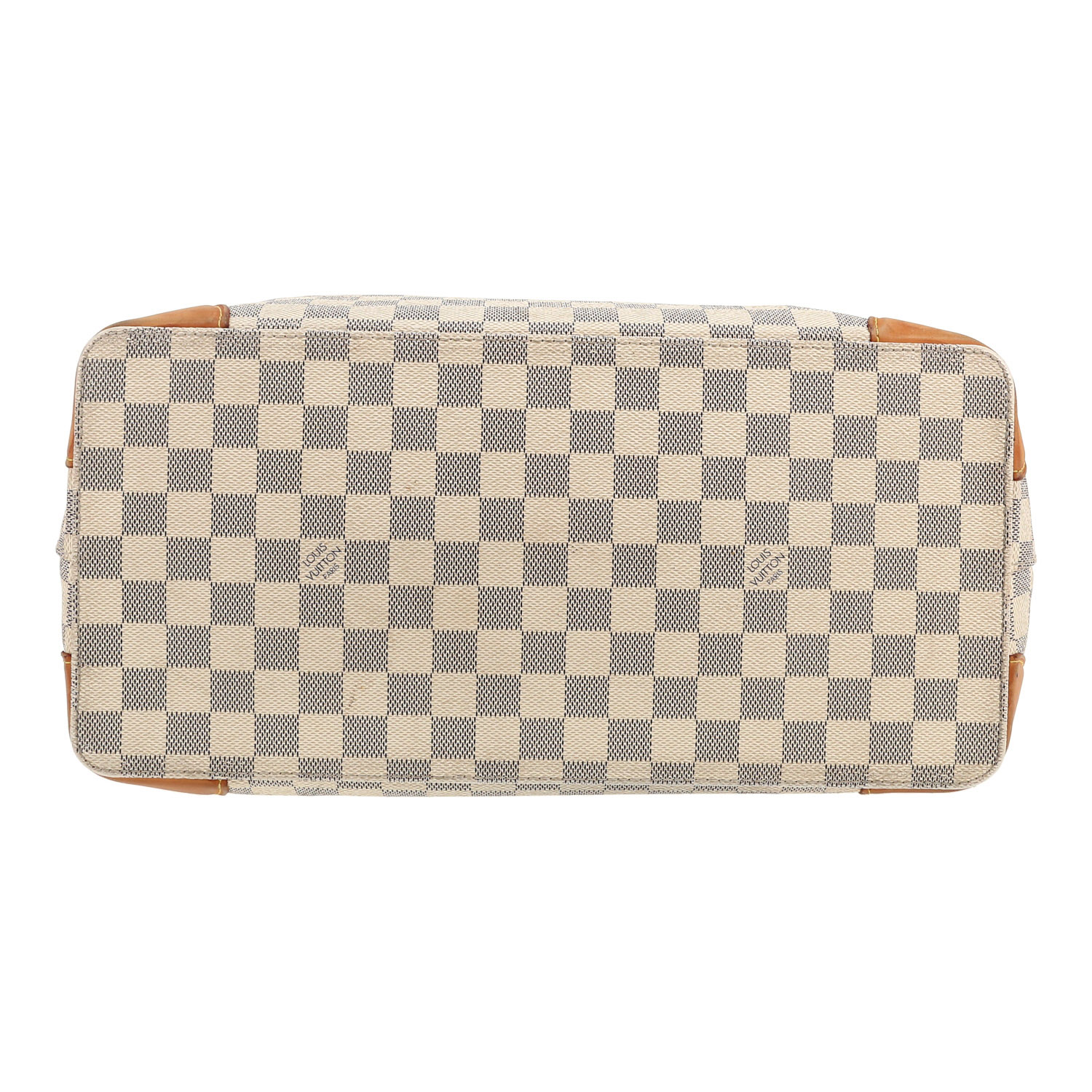 Shopping bag Louis Vuitton  Hampstead in tela a scacchi azzurro e pelle naturale - Detail D1