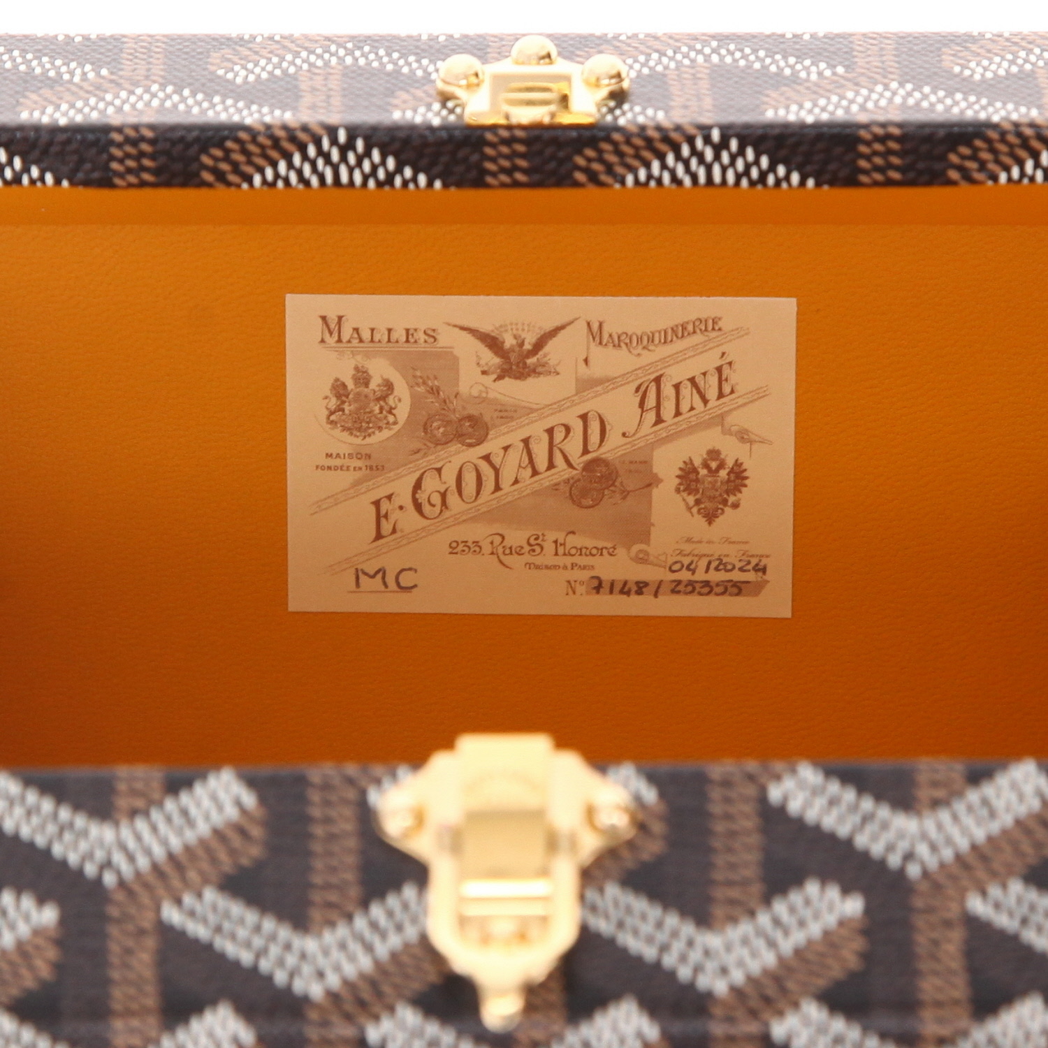 Sac bandoulière Goyard  Malle Minaudière en toile Goyardine noire et cuir marron - Detail D2