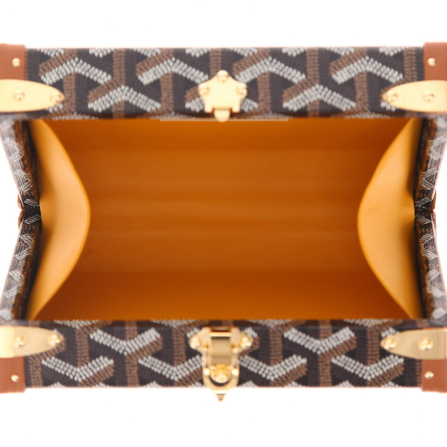 Borsa a tracolla Goyard  Malle Minaudière in tela Goyardine nera e pelle marrone - Detail D3