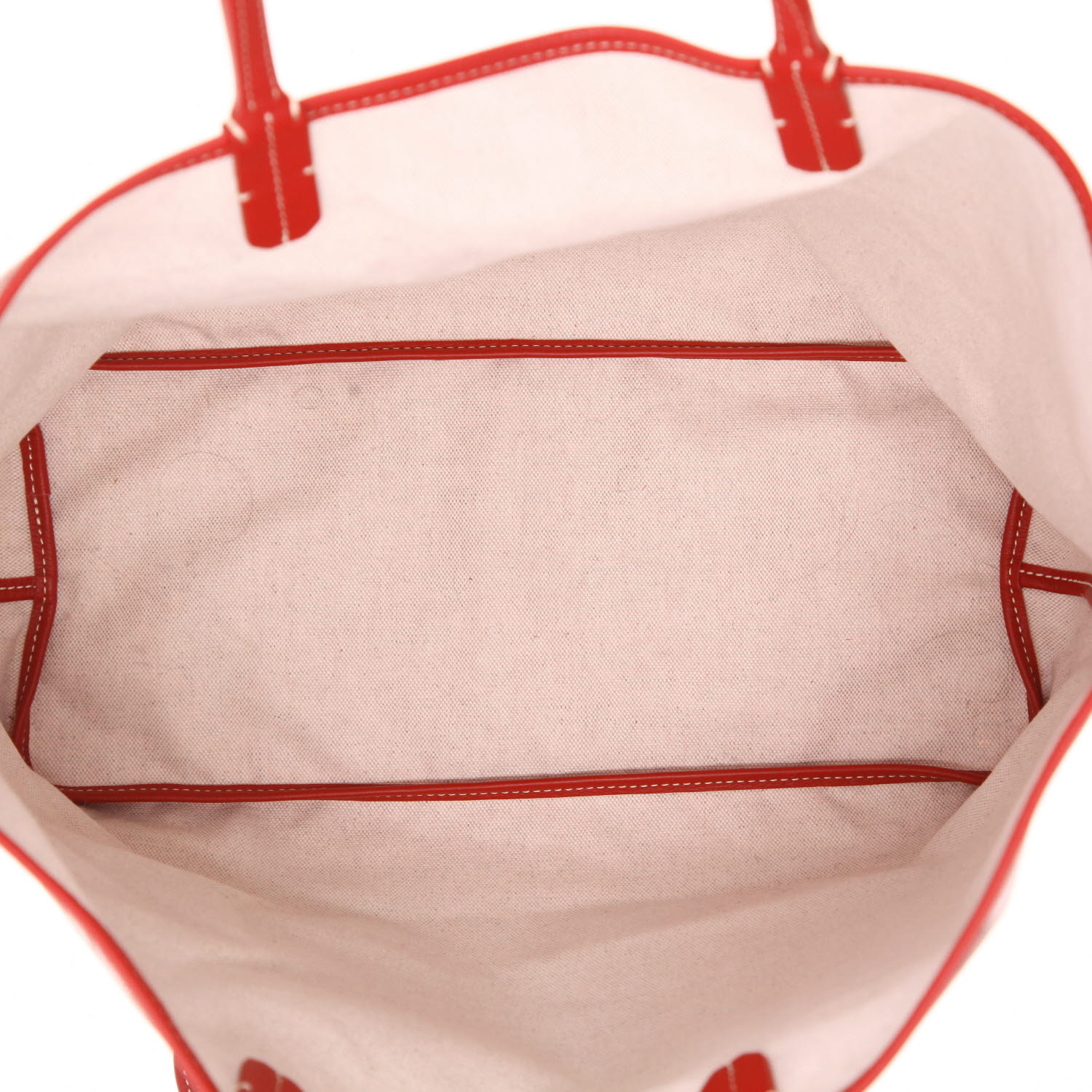 Sac cabas Goyard  Saint-Louis en toile Goyardine rouge et cuir rouge - Detail D3