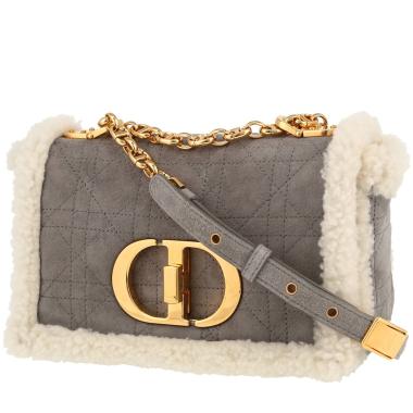 Sac bandoulière Dior  Caro en mouton retourné gris