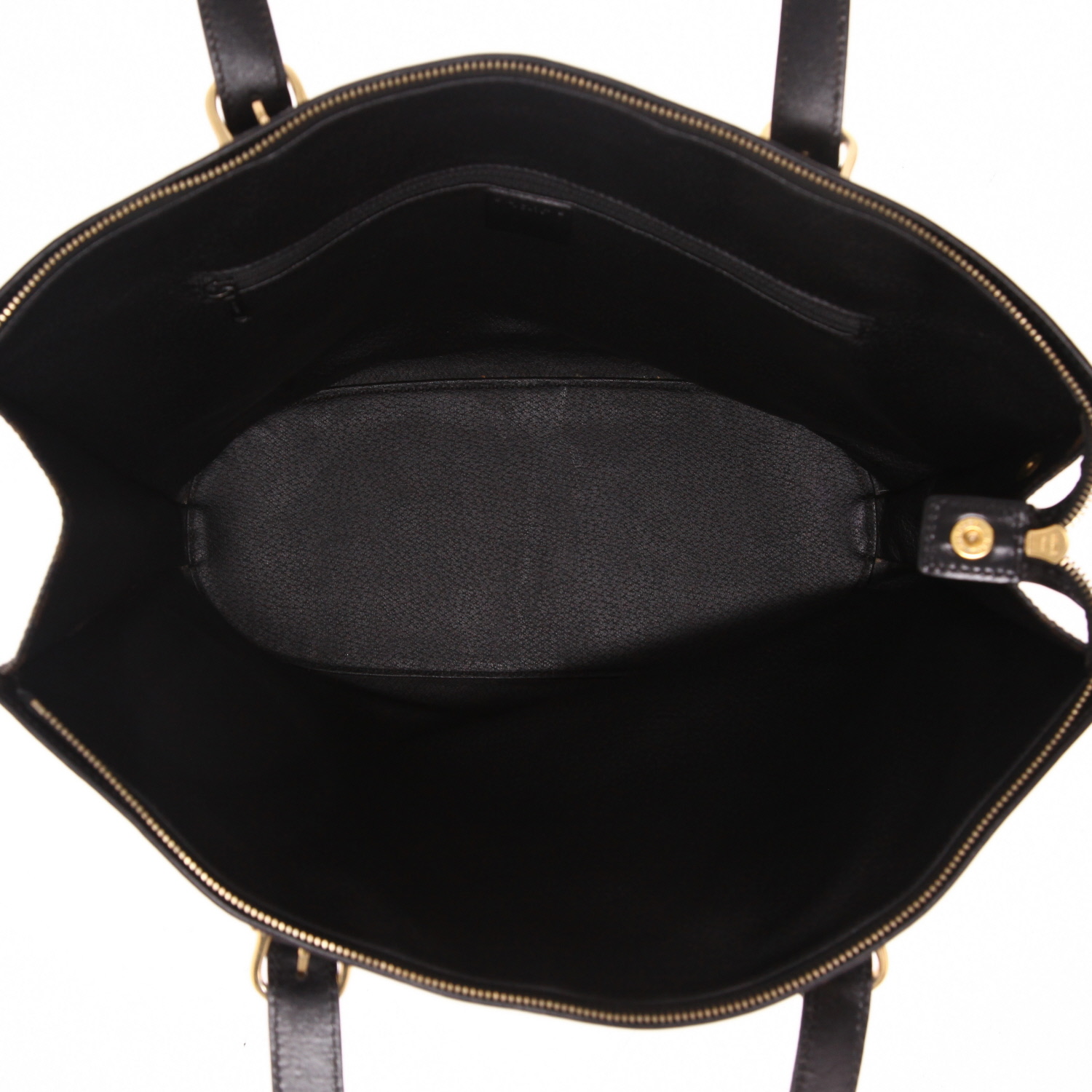 Sac porté épaule ou main Celine  Vintage en toile Triomphe marron et noire et cuir noir - Detail D3