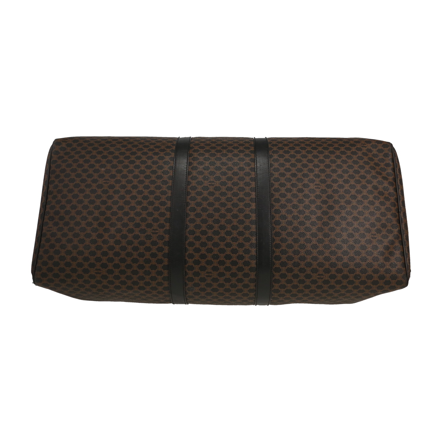 Sac de voyage Celine   en toile Triomphe marron et cuir noir - Detail D4