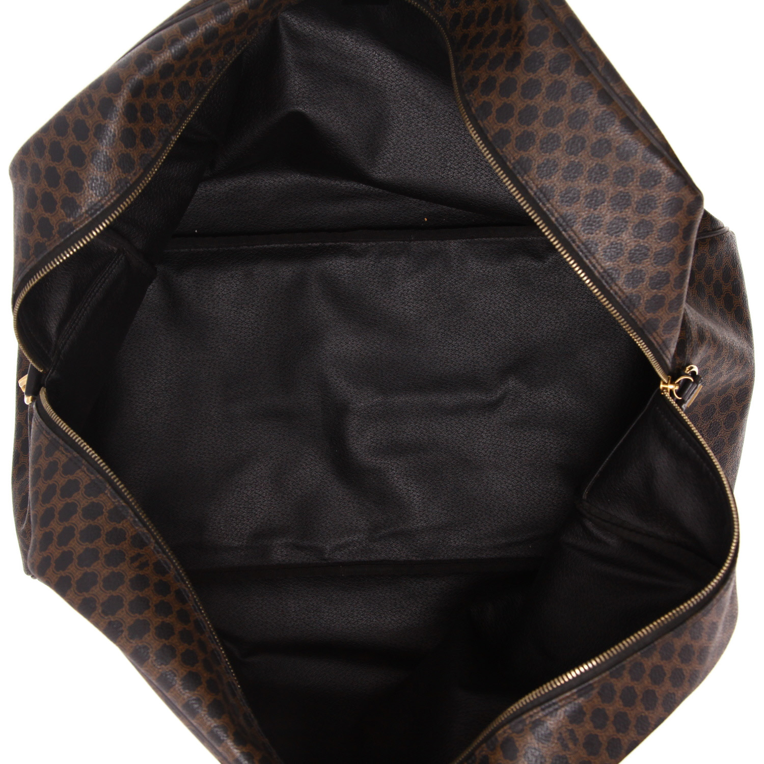 Sac de voyage Celine   en toile Triomphe marron et cuir noir - Detail D7