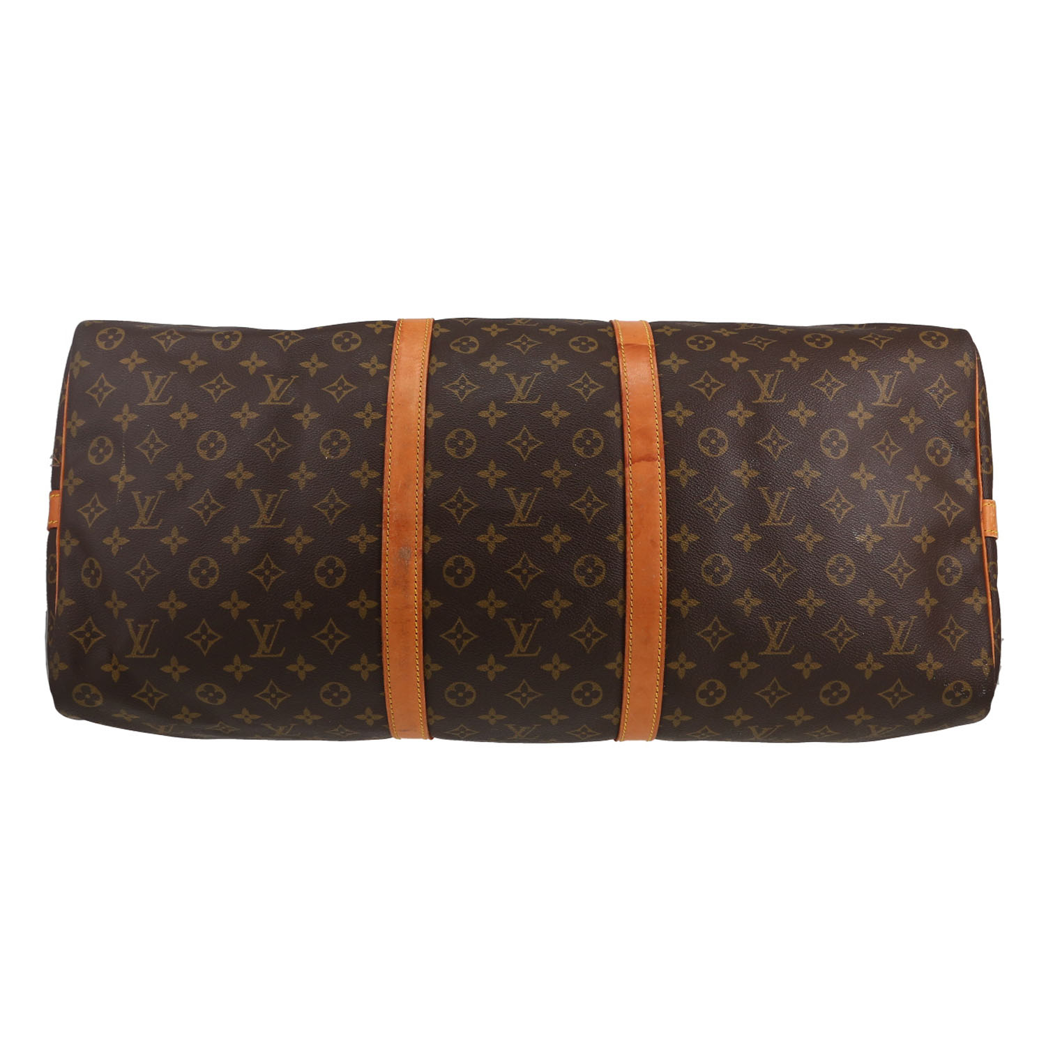 Louis Vuitton  Keepall 60 travel bag  in brown monogram canvas  and natural leather - Detail D4
