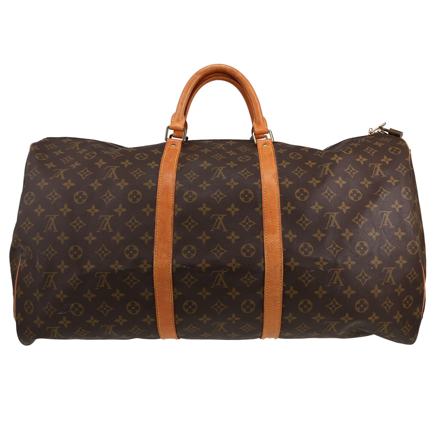 Louis Vuitton  Keepall 60 travel bag  in brown monogram canvas  and natural leather - Detail D5