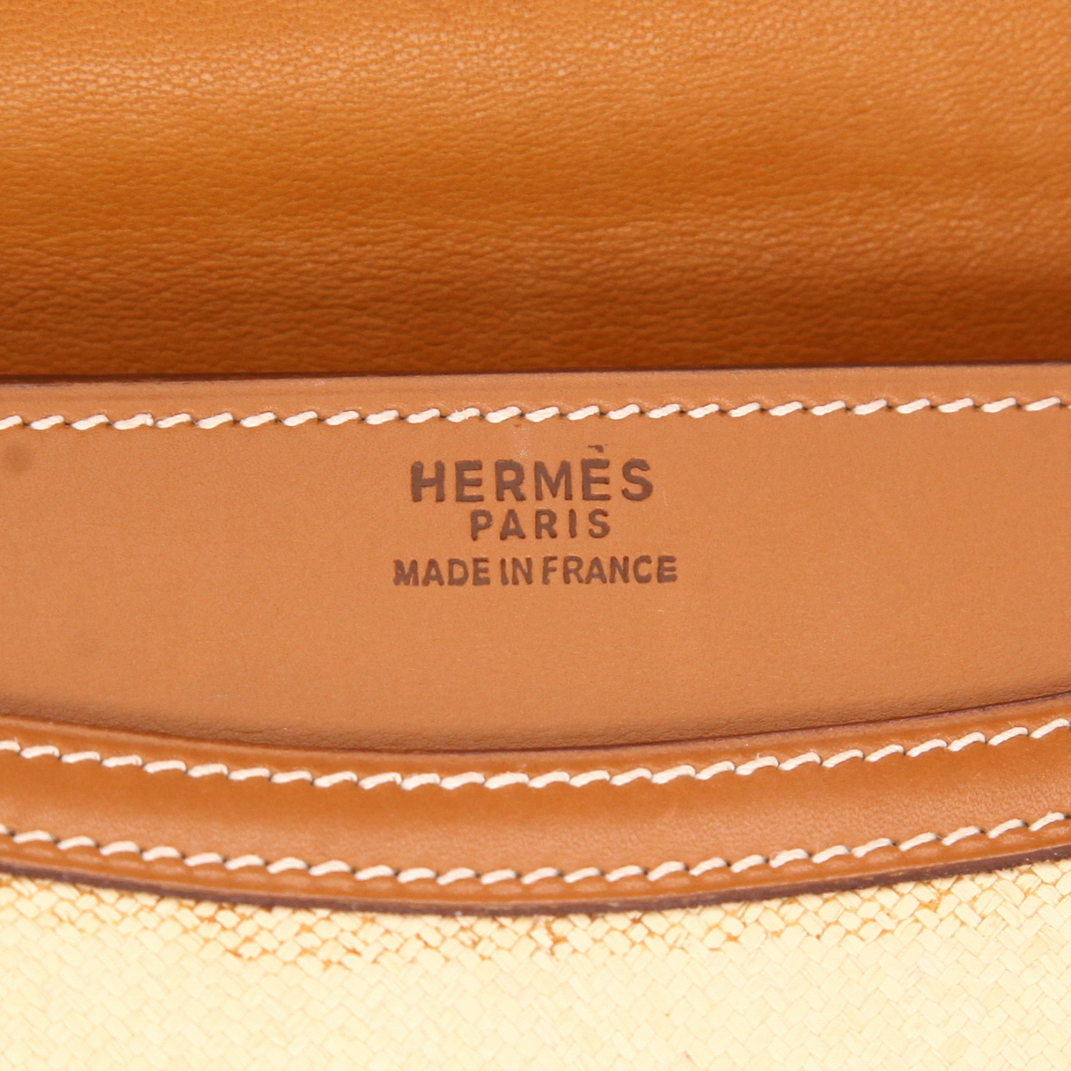 Hermès  Ring shoulder bag  in beige raphia  and natural leather - Detail D2