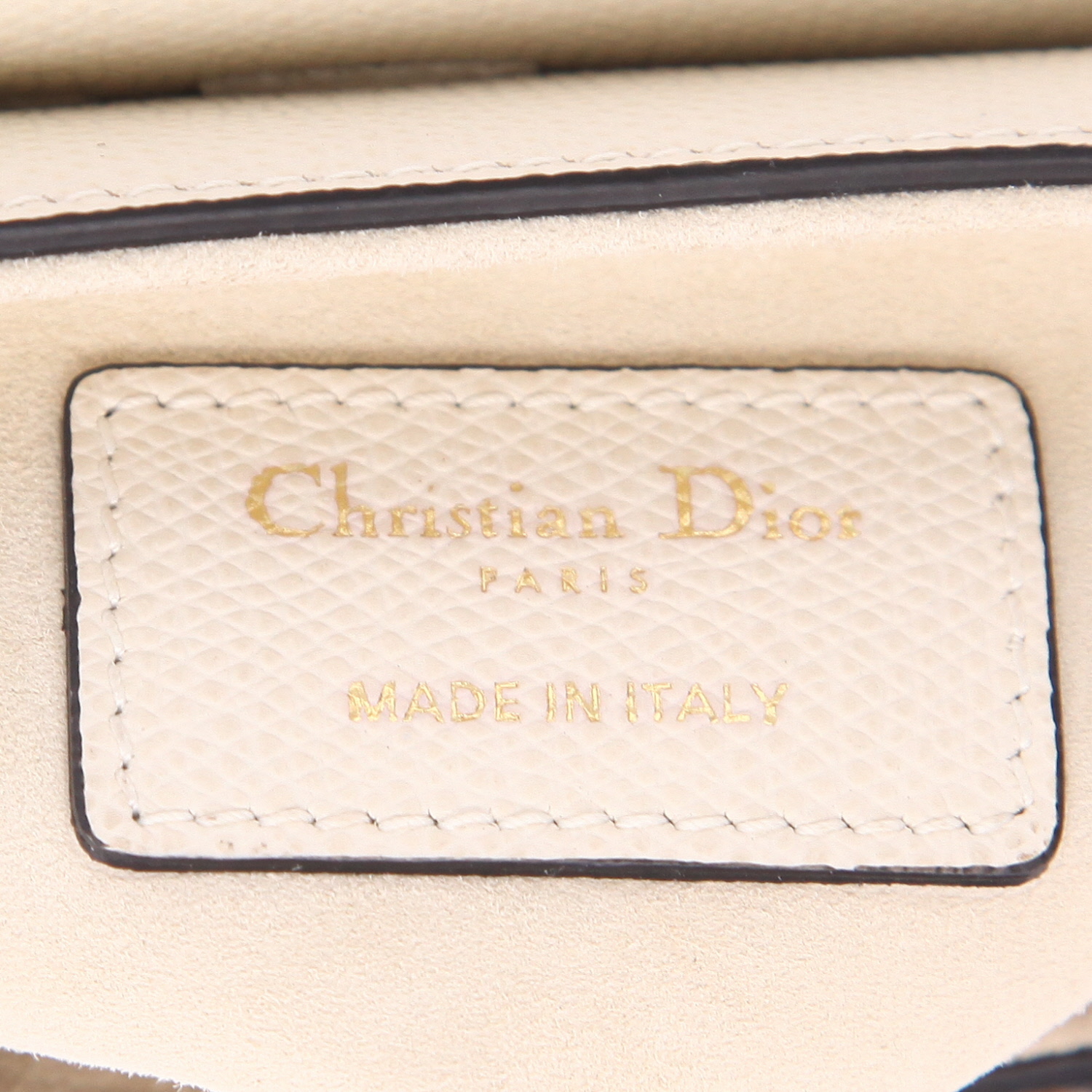 Sac à main Dior  Saddle mini  en cuir grainé écru - Detail D2