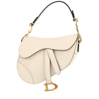 Sac à main Dior  Saddle mini  en cuir grainé écru