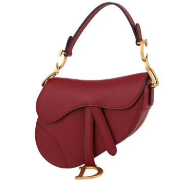 Sac à main Dior  Saddle mini  en cuir grainé rouge