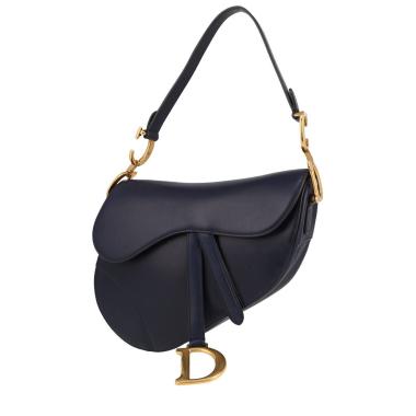 Borsa Dior  Saddle modello medio  in pelle liscia blu marino
