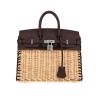 Bolso de mano Hermès Birkin 25 cm Picnic en cuero swift Rouge Sellier y mimbre - 360 thumbnail