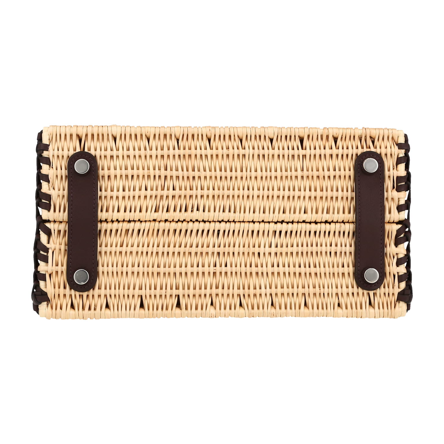 Hermès  Birkin 25 cm Picnic handbag  in Rouge Sellier Swift leather  and wicker - Detail D1