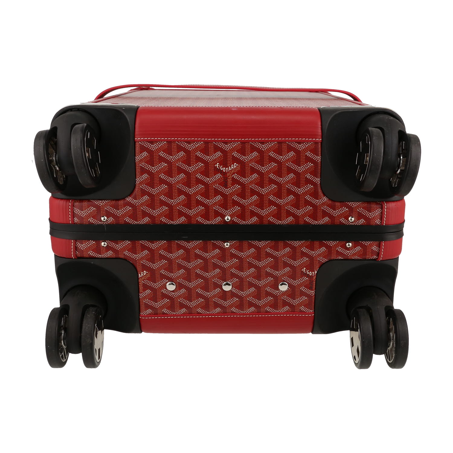 Valigia rigida Goyard  Bourget in tela Goyardine rossa e pelle rossa - Detail D1