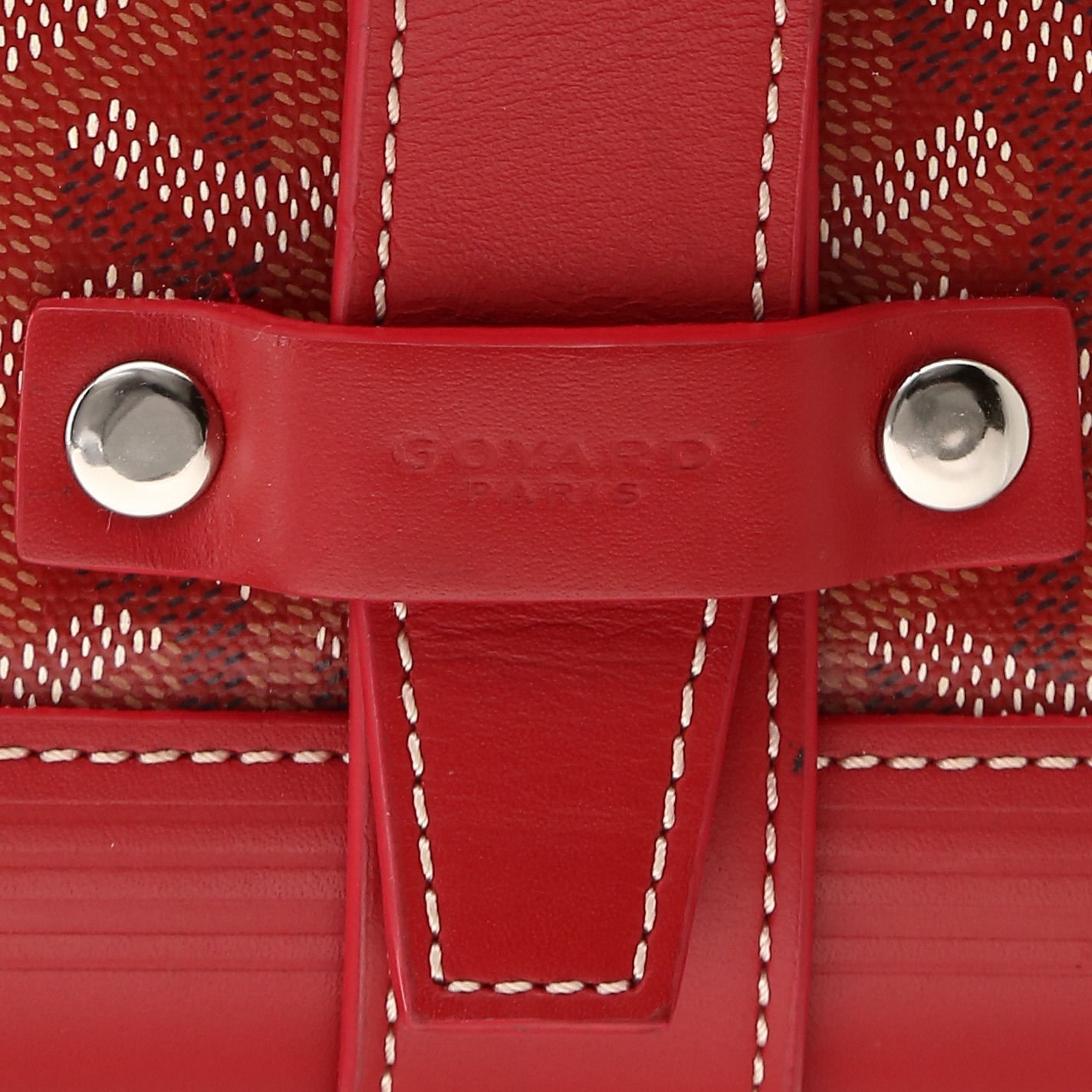 Valigia rigida Goyard  Bourget in tela Goyardine rossa e pelle rossa - Detail D6