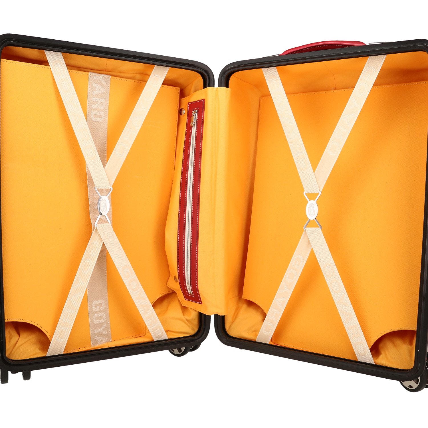 Goyard  Bourget rigid suitcase  in red Goyard canvas  and red leather - Detail D7