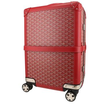 Valise rigide Goyard  Bourget en toile Goyardine rouge et cuir rouge