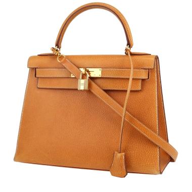 Bolso de mano Hermès  Kelly 28 cm en cuero de Pecarí color oro
