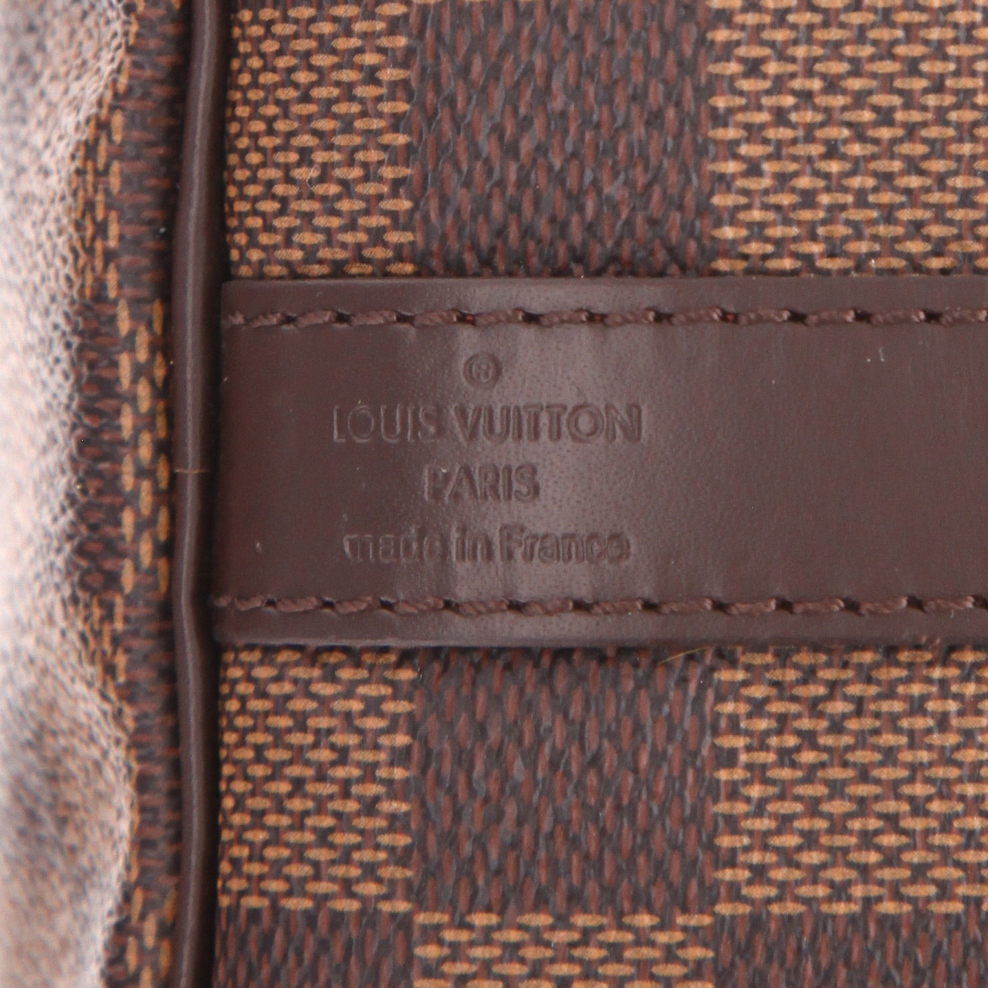 Louis Vuitton  Speedy 35 handbag  in ebene damier canvas  and brown leather - Detail D2