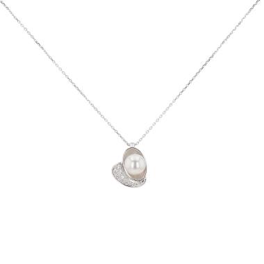 Pendentif Mikimoto  en or blanc, diamants et perle de culture