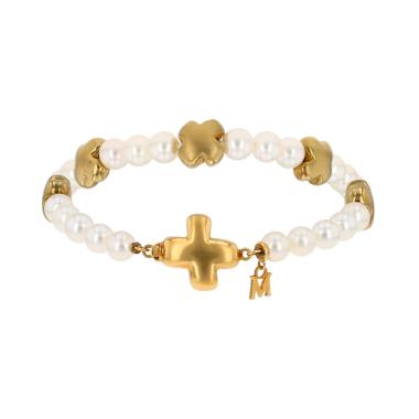 Bracelet Mikimoto  en or jaune et perles de culture