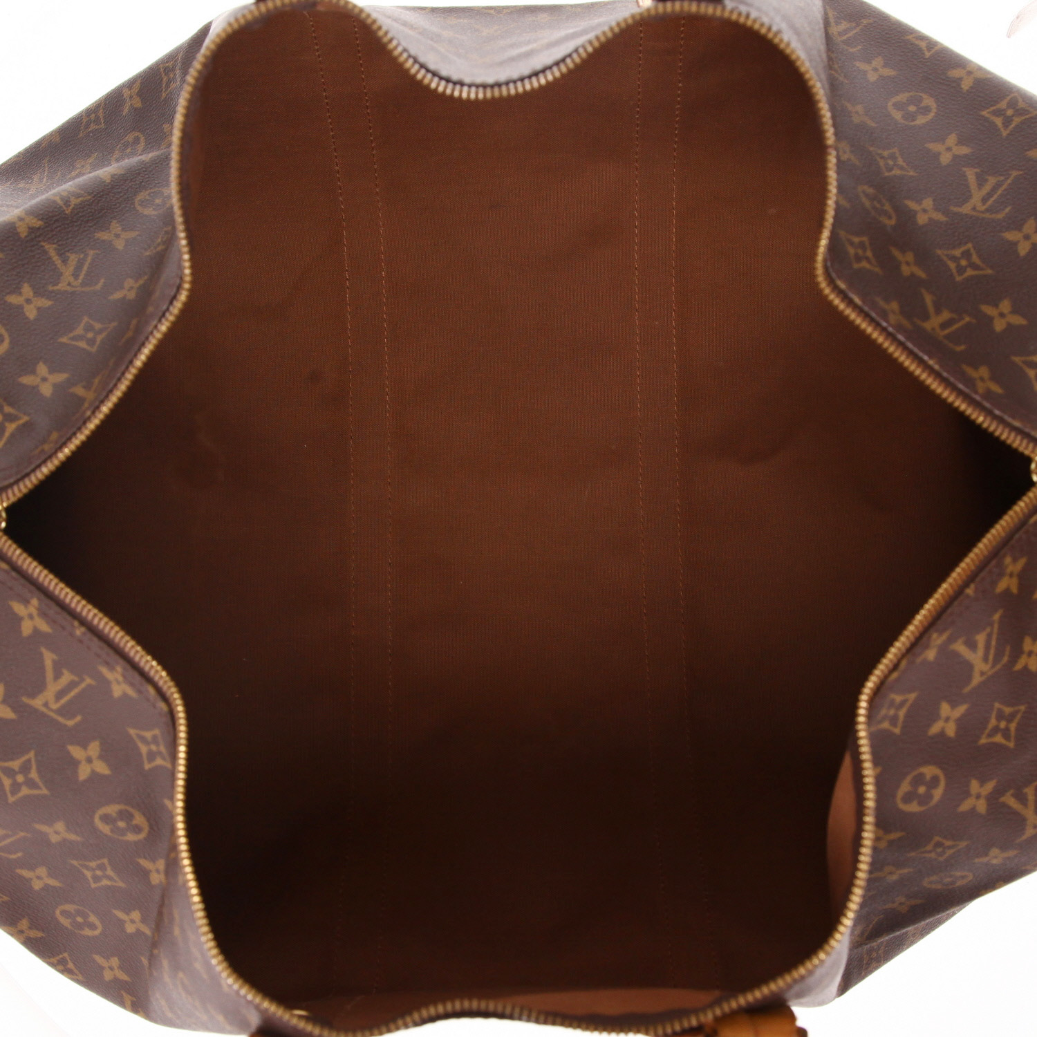 Louis Vuitton  Keepall 60 travel bag  in brown monogram canvas  and natural leather - Detail D7