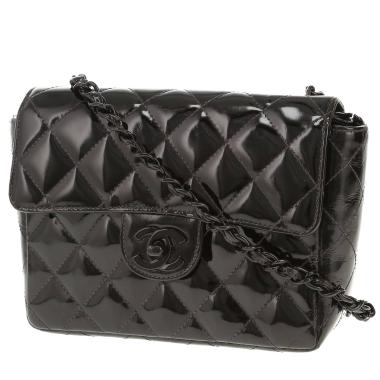 Chanel  Timeless Mini handbag  in black patent quilted leather