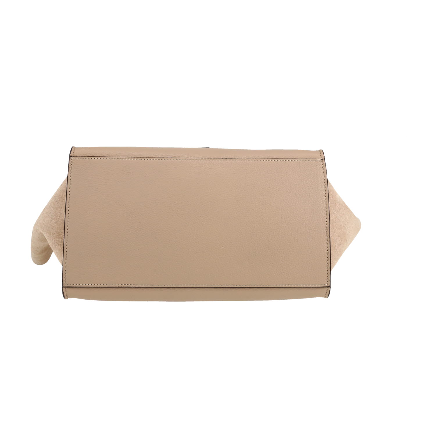 Bolso de mano Celine  Trapeze en cuero beige y ante beige - Detail D1