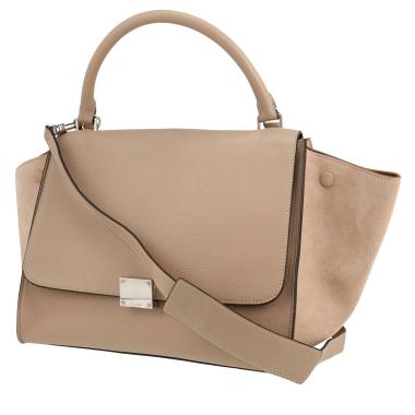 Borsa Celine  Trapeze in pelle beige e camoscio beige