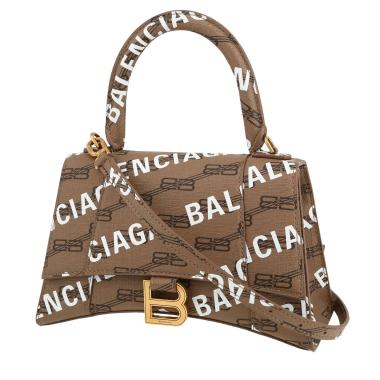 Bolso de mano Balenciaga  Hourglass en tela monogram beige y cuero