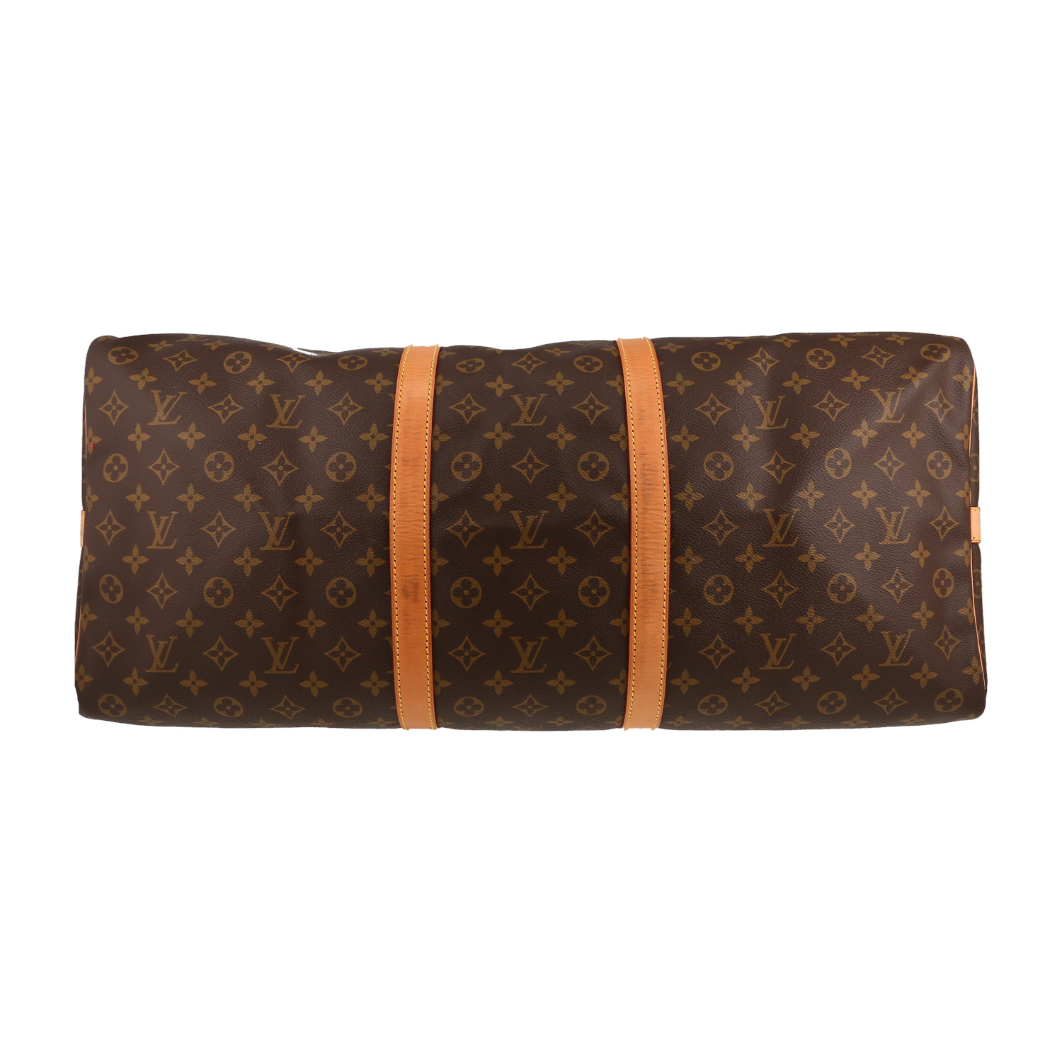 Louis Vuitton  Keepall 60 travel bag  in brown monogram canvas  and natural leather - Detail D4