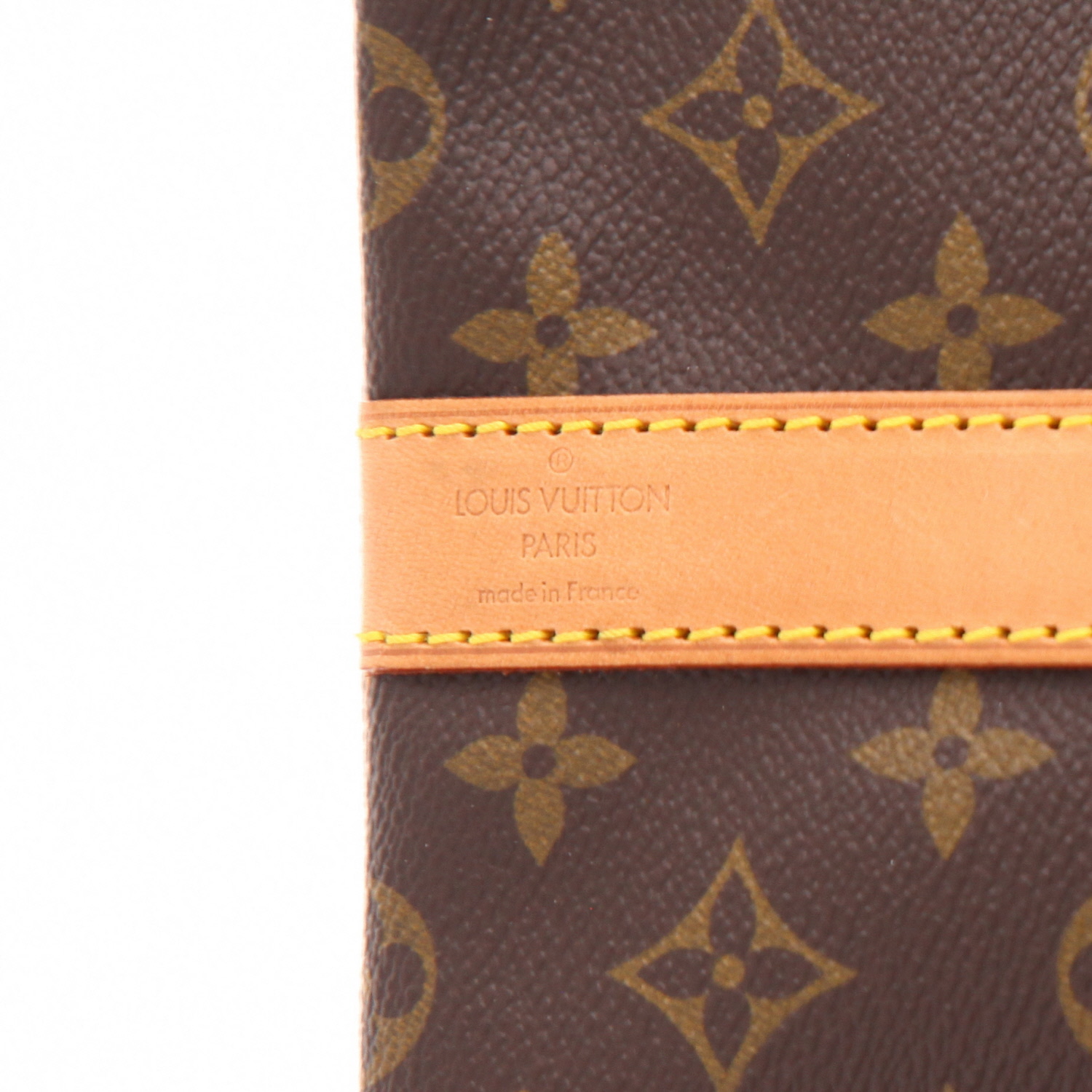 Bolsa de viaje Louis Vuitton  Keepall 60 en lona Monogram marrón y cuero natural - Detail D7