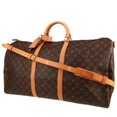 Bolsa de viaje Louis Vuitton  Keepall 60 en lona Monogram marrón y cuero natural