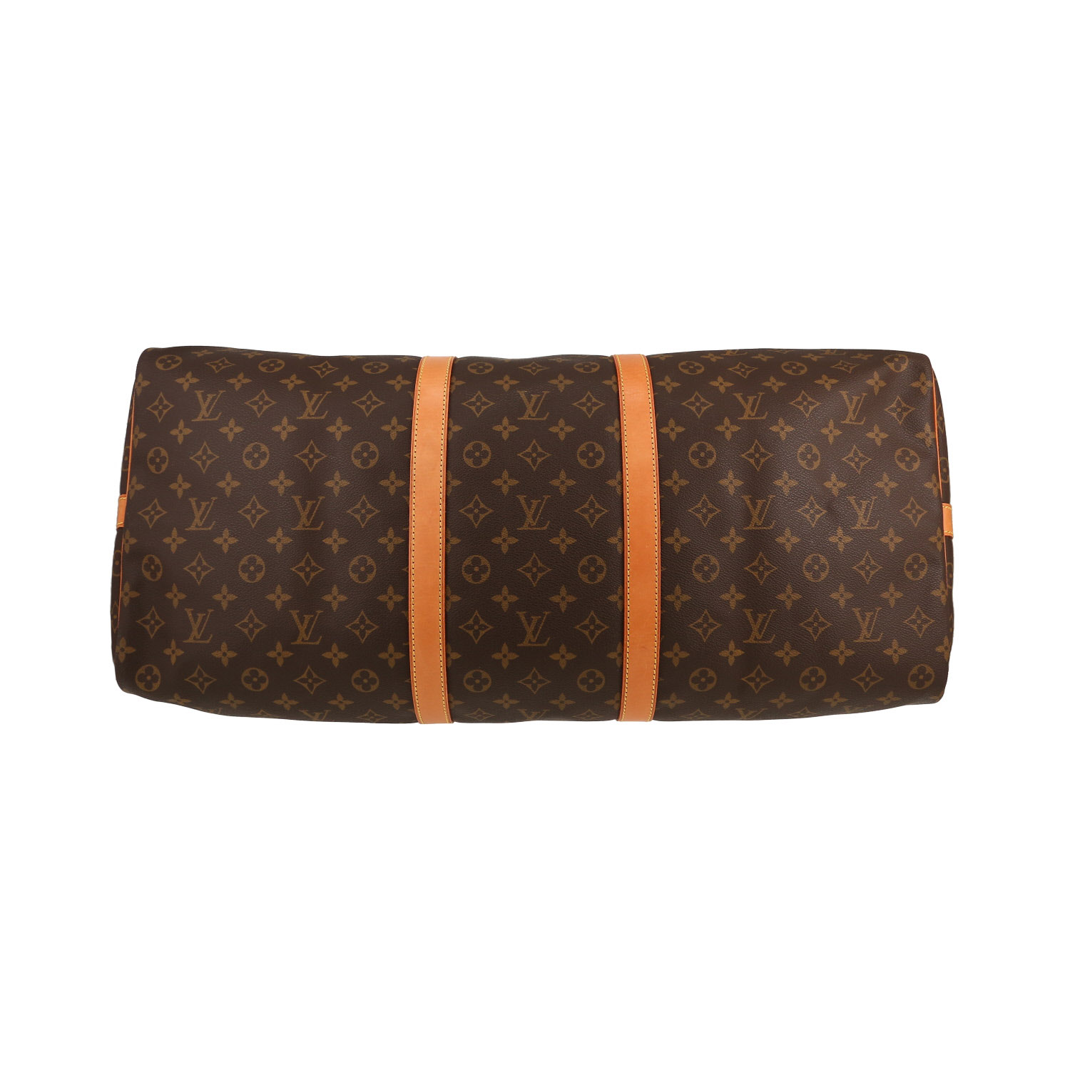 Louis Vuitton  Keepall 60 travel bag  in brown monogram canvas  and natural leather - Detail D4