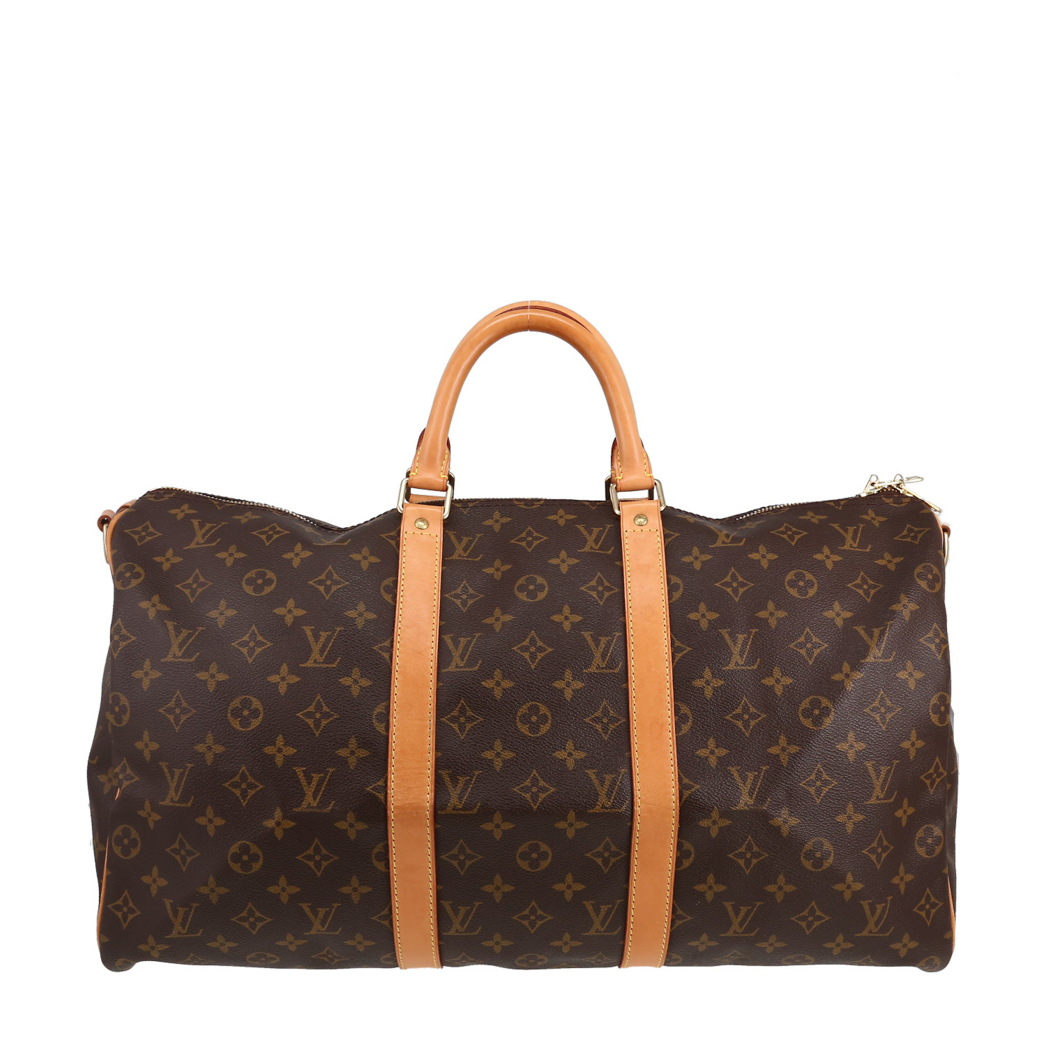 Louis Vuitton  Keepall 50 travel bag  in brown monogram canvas  and natural leather - Detail D1
