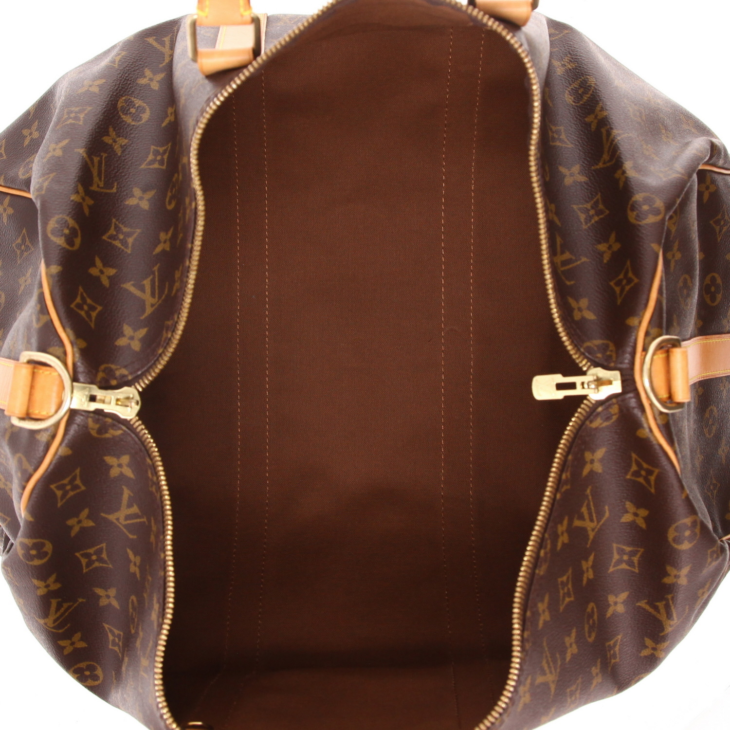 Louis Vuitton  Keepall 50 travel bag  in brown monogram canvas  and natural leather - Detail D7