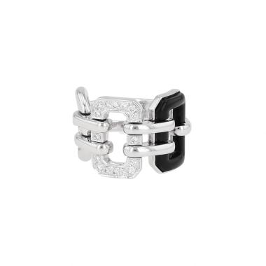 Anello semi-mobile Chanel Première in oro bianco, diamanti e onice