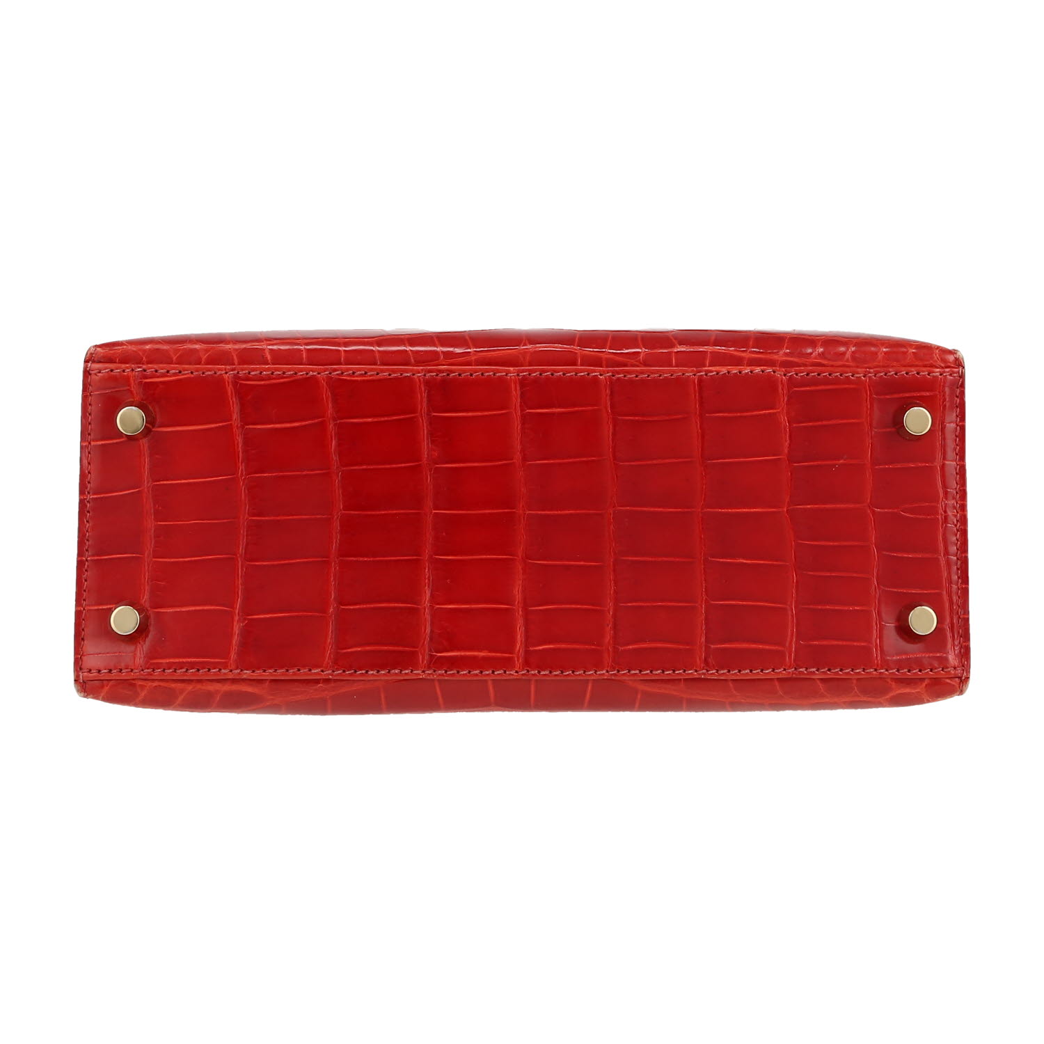 Sac à main Hermès  Kelly 25 cm en crocodile niloticus orange Sanguine - Detail D1