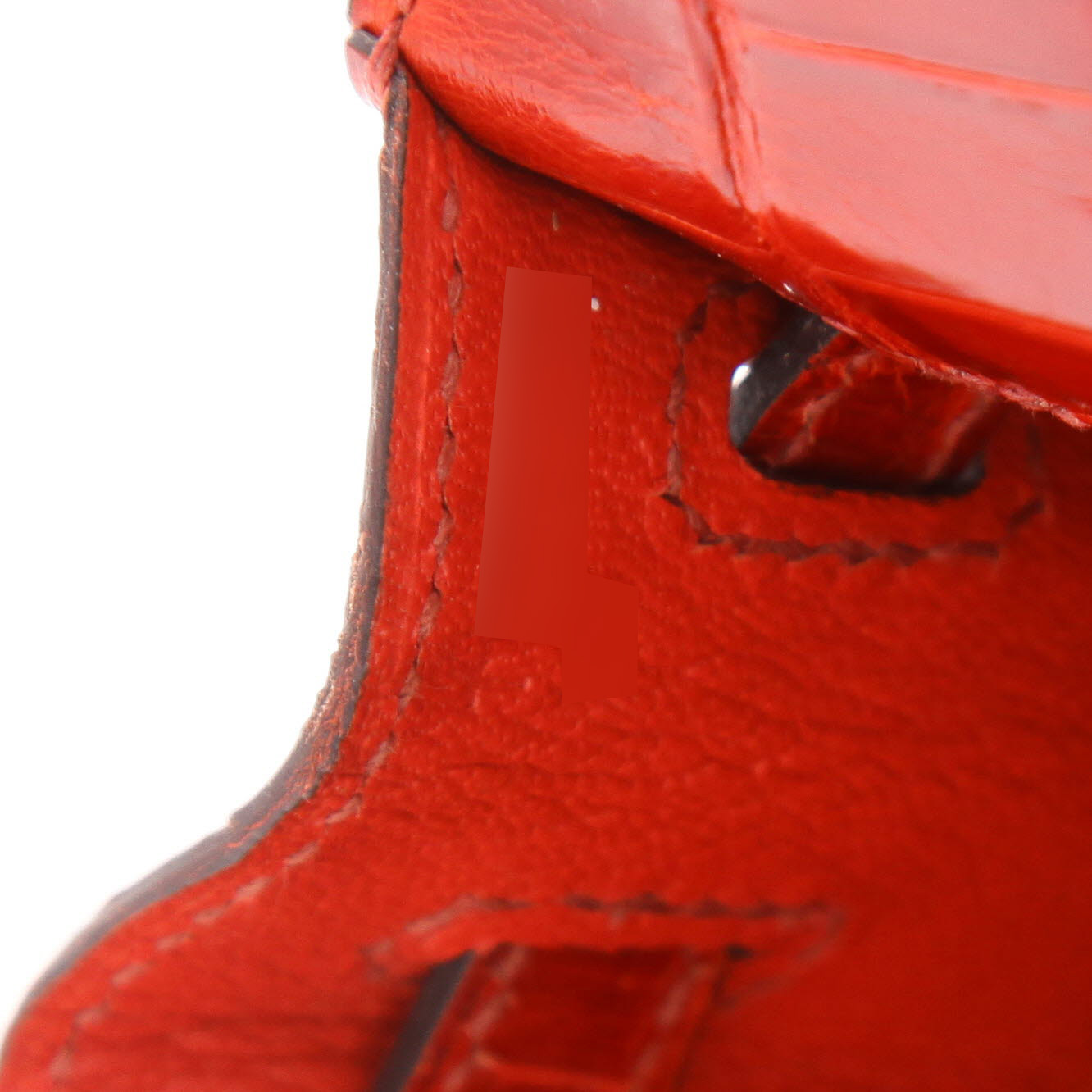 Sac à main Hermès  Kelly 25 cm en crocodile niloticus orange Sanguine - Detail D4