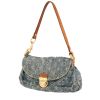 Bolso de mano Louis Vuitton  Pleaty modelo pequeño  en lona denim Monogram azul y cuero natural - 00pp thumbnail