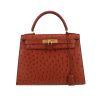 Hermès  Kelly 28 cm handbag  in brown ostrich leather - 360 thumbnail