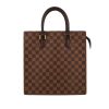 Louis Vuitton  Sac Plat shopping bag  in ebene damier canvas  and brown leather - 360 thumbnail