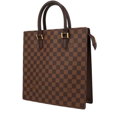 Sac cabas Louis Vuitton  Sac Plat en toile damier ébène et cuir marron