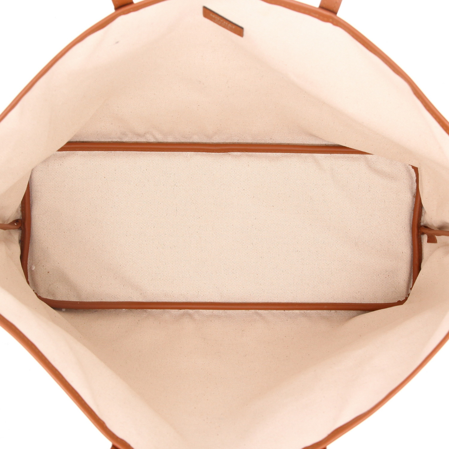 Moynat   shopping bag  in beige monogram canvas  and brown leather - Detail D3