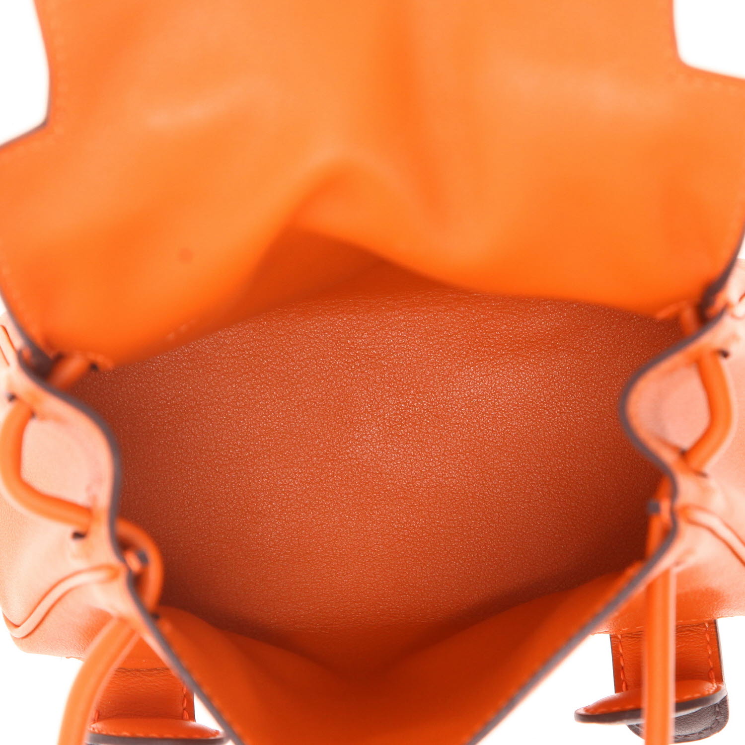 Bolso de mano Hermès  Quelle Idole en cuero swift naranja y marrón - Detail D3
