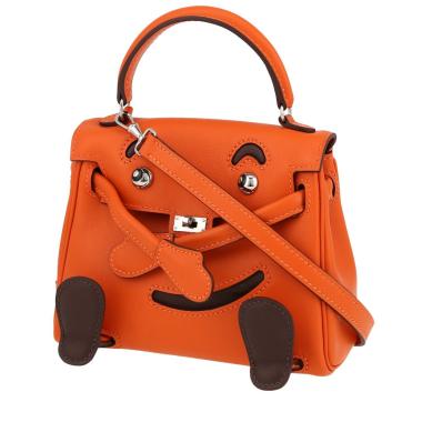 Bolso de mano Hermès  Quelle Idole en cuero swift naranja y marrón