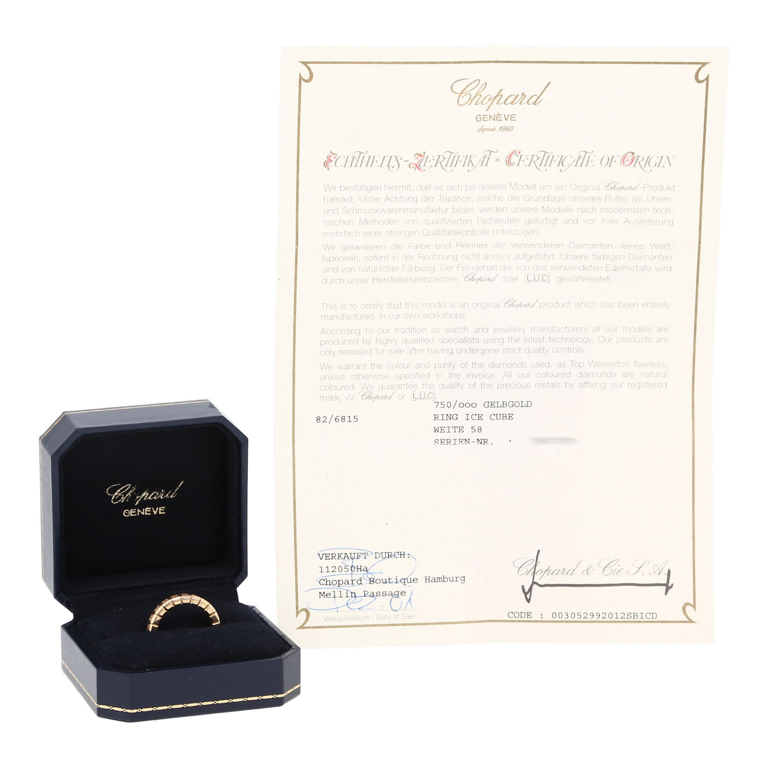 Anello Chopard Ice Cube in oro giallo e diamanti - Detail D2