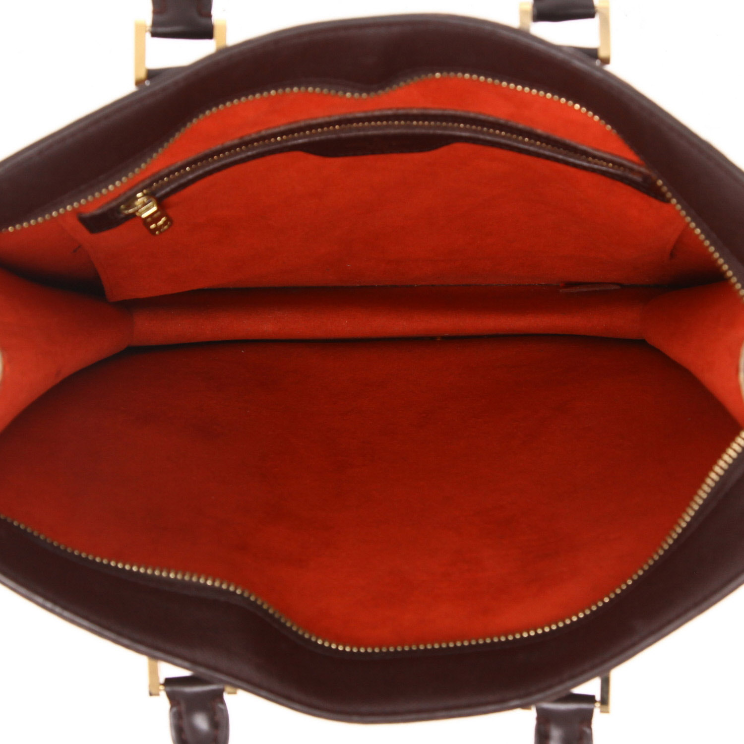 Sac à main Louis Vuitton  Sac Plat en toile damier ébène et cuir marron - Detail D3