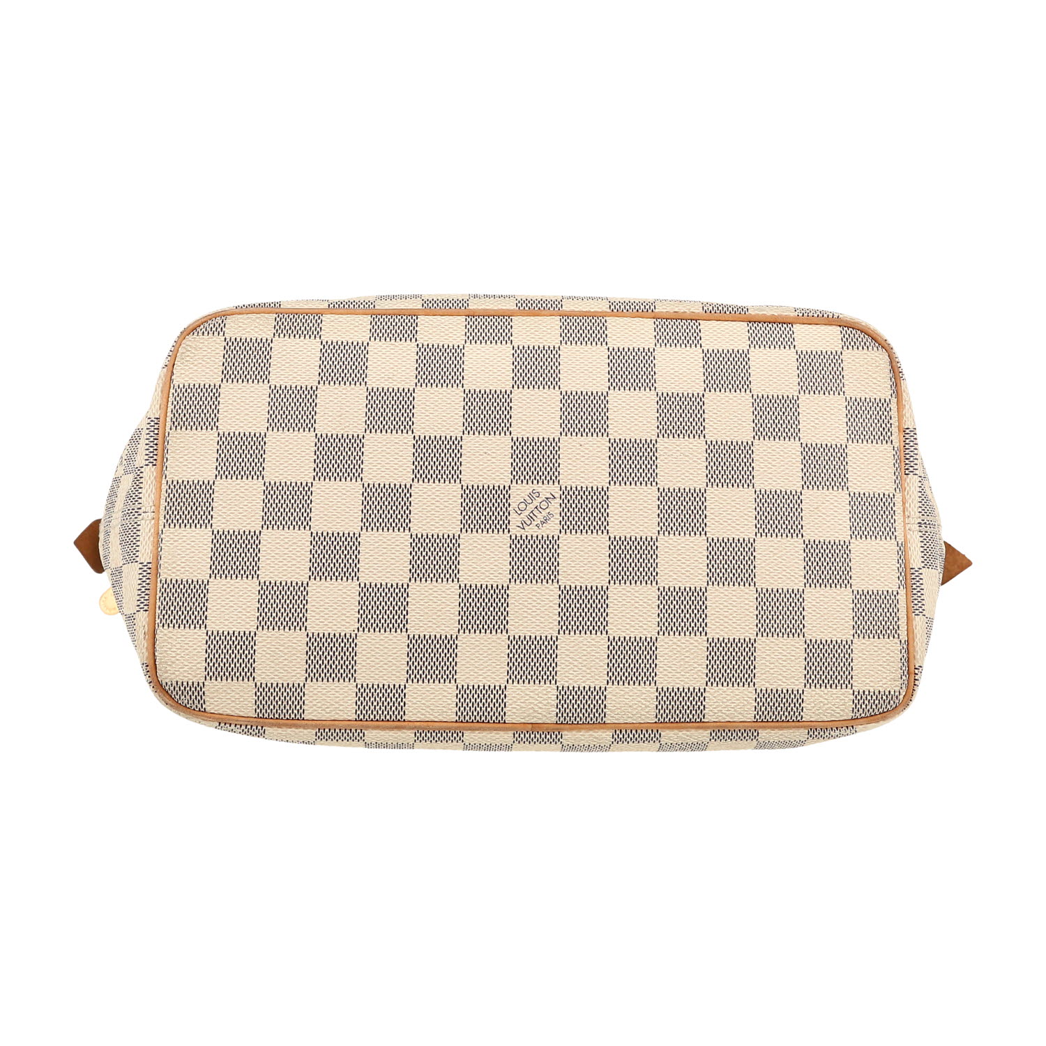 Borsa Louis Vuitton  Saleya in tela a scacchi azzurro e pelle naturale - Detail D1