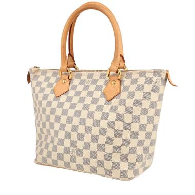 Borsa Louis Vuitton  Saleya in tela a scacchi azzurro e pelle naturale